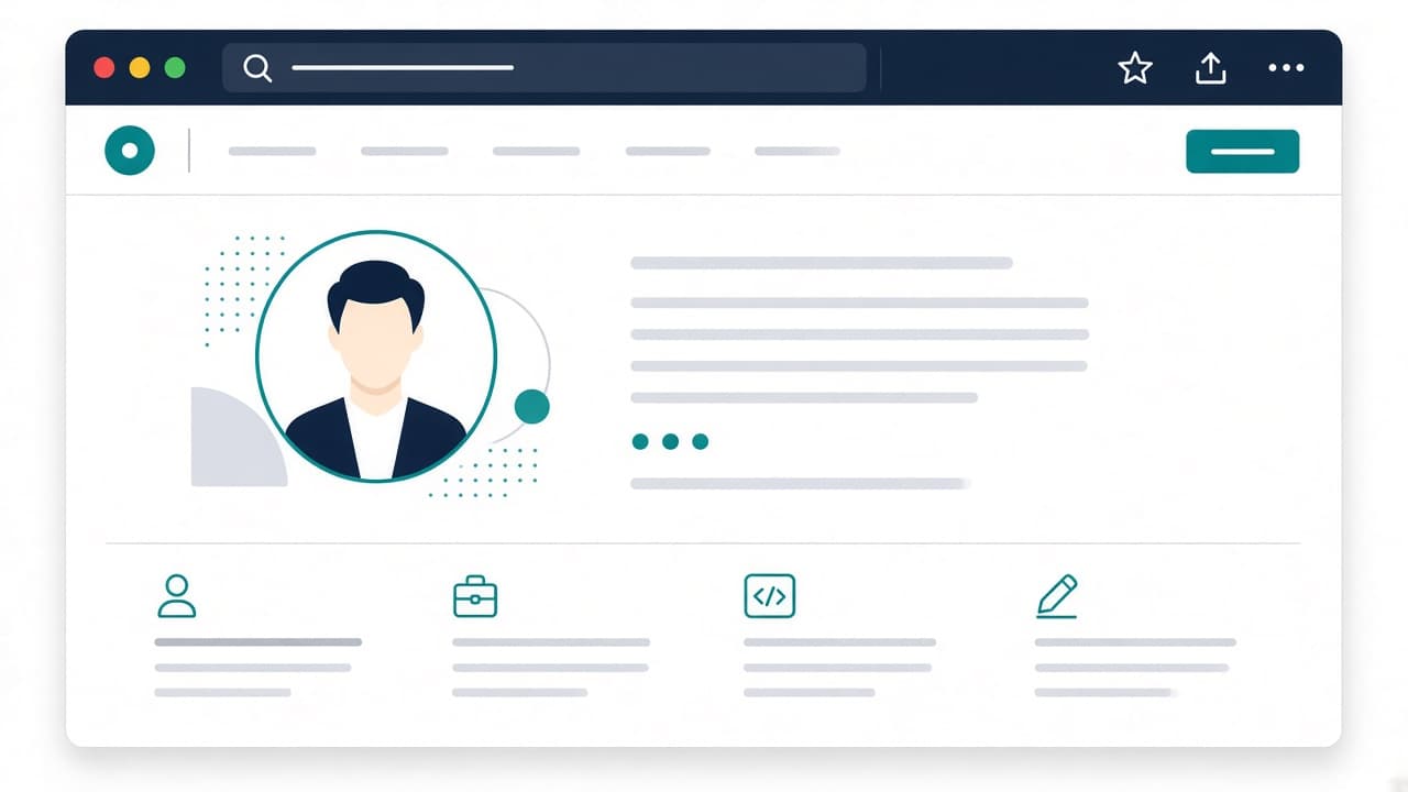 Personal portfolio website in a browser window with a profile and project sections